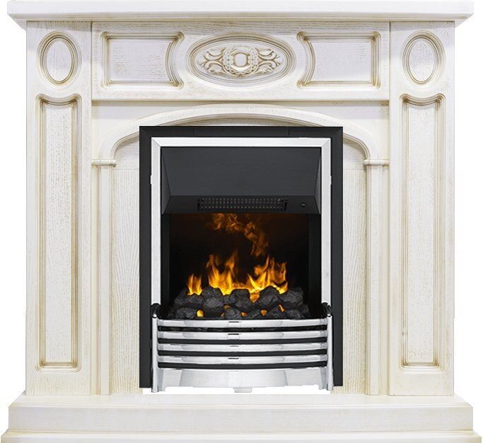 Электрокамин Dimplex Florence - Слоновая кость с патиной с очагом Flagstaff