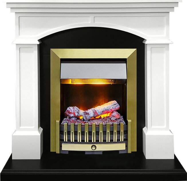 Электрокамин Dimplex Langford - Белый с черным с очагом Danville Antique Brass FB2