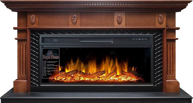 Каминокомплект Royal Flame Carlyle - Орех с черным с очагом Vision 42 LOG LED