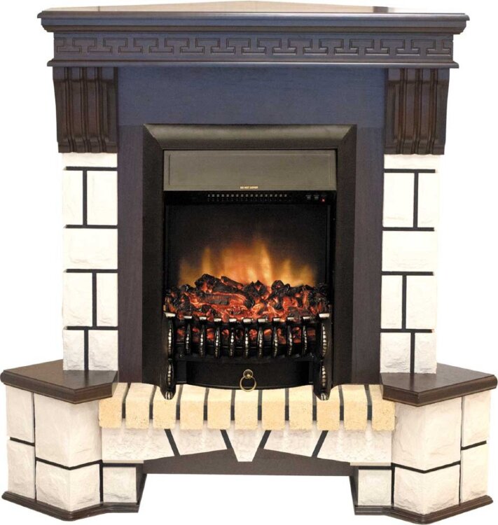 Камин электрический RealFlame Stone Corner AO с очагом Fobos Lux BL S