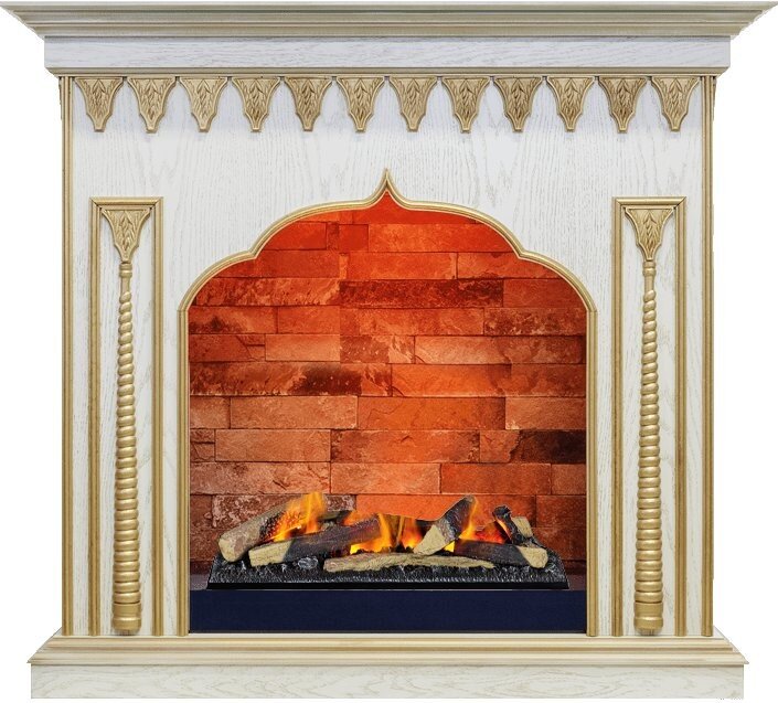 Электрокамин Dimplex Abu-Dabi - Белый дуб, патина золото с очагом Cassette 600 LNH-INT (с дровами)