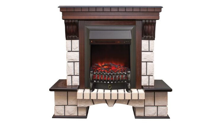 Камин электрический RealFlame Stone AO с очагом Fobos Lux BL S
