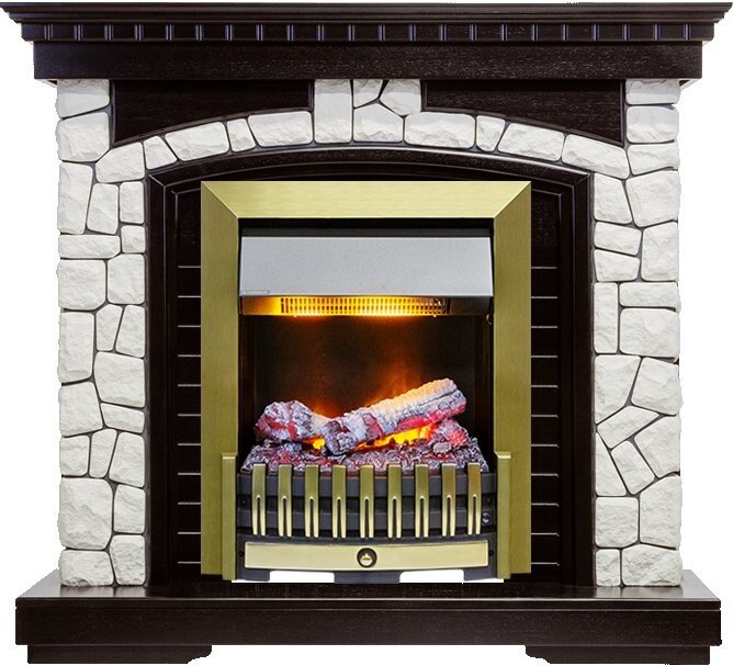 Электрокамин Dimplex Glasgow - Венге / Белый с очагом Danville Antique Brass FB2