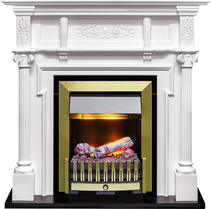 Электрокамин Dimplex Oxford - Белый с очагом Danville Antique Brass FB2