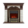 Электрокамин Royal Flame Dublin угловой - Темный дуб / Сланец белый с очагом Aspen Gold 1