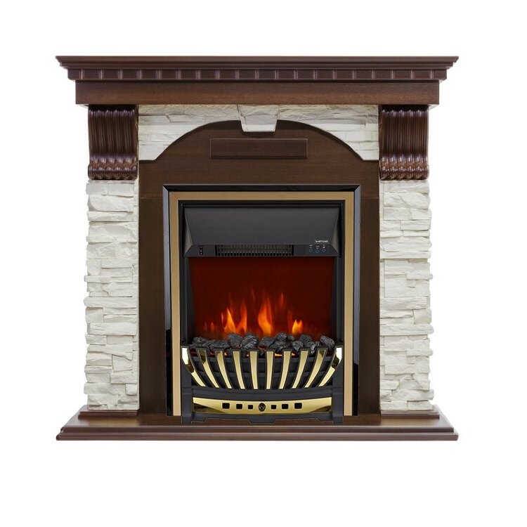 Электрокамин Royal Flame Dublin угловой - Темный дуб / Сланец белый с очагом Aspen Gold