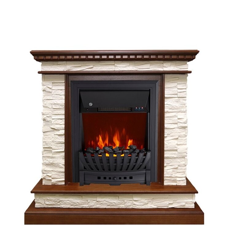 Электрокамин Royal Flame Calgary - Дуб / Сланец белый с очагом Aspen Black