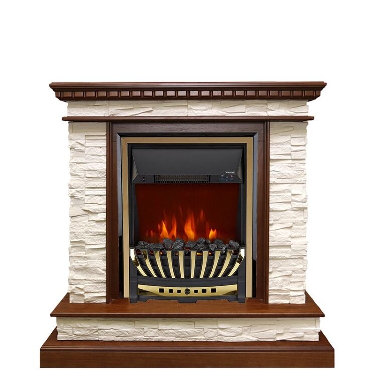 Электрокамин Royal Flame Calgary - Дуб / Сланец белый с очагом Aspen Gold