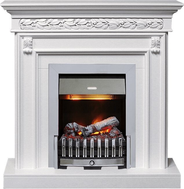 Электрокамин Dimplex Valletta - Белый (Ширина 1040 мм) с очагом Danville Chrome FB2