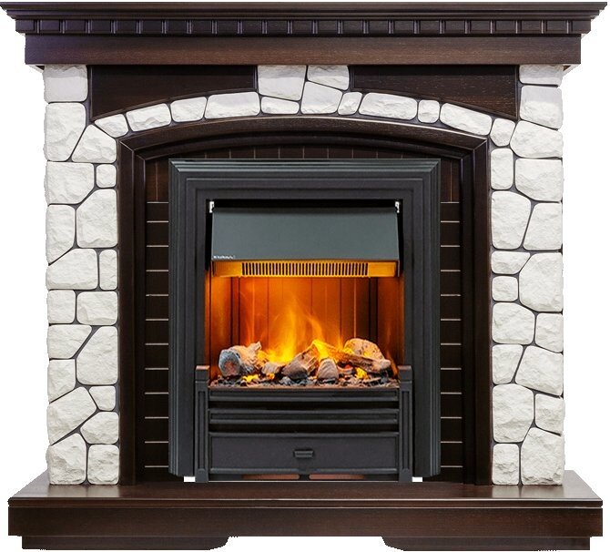 Электрокамин Dimplex Glasgow - Темный дуб / Белый с очагом Brookline Black