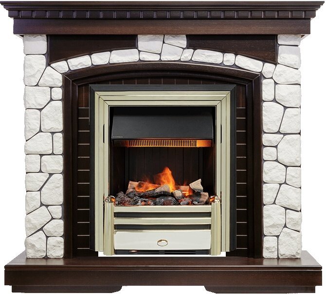 Электрокамин Dimplex Glasgow - Темный дуб / Белый с очагом Cavendish