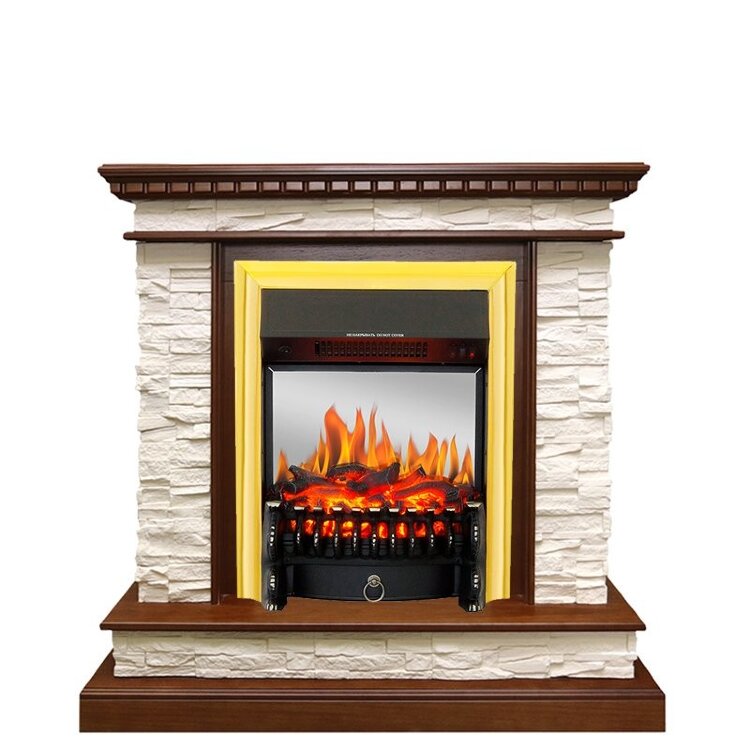 Электрокамин Royal Flame Calgary - Дуб / Сланец белый с очагом Fobos FX M Brass