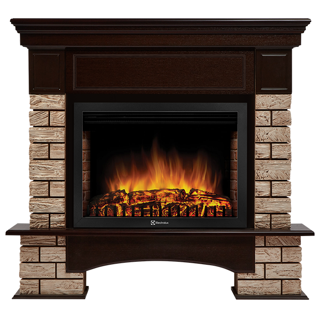 Портал Firelight Forte Wood 25 камень коричневый, шпон темный дуб