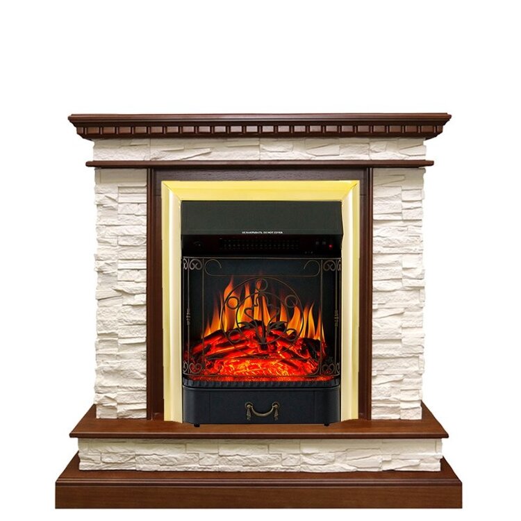 Электрокамин Royal Flame Calgary - Дуб / Сланец белый с очагом Majestic FX Brass