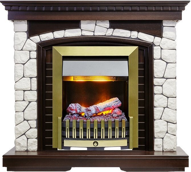 Электрокамин Dimplex Glasgow - Темный дуб / Белый с очагом Danville Antique Brass FB2