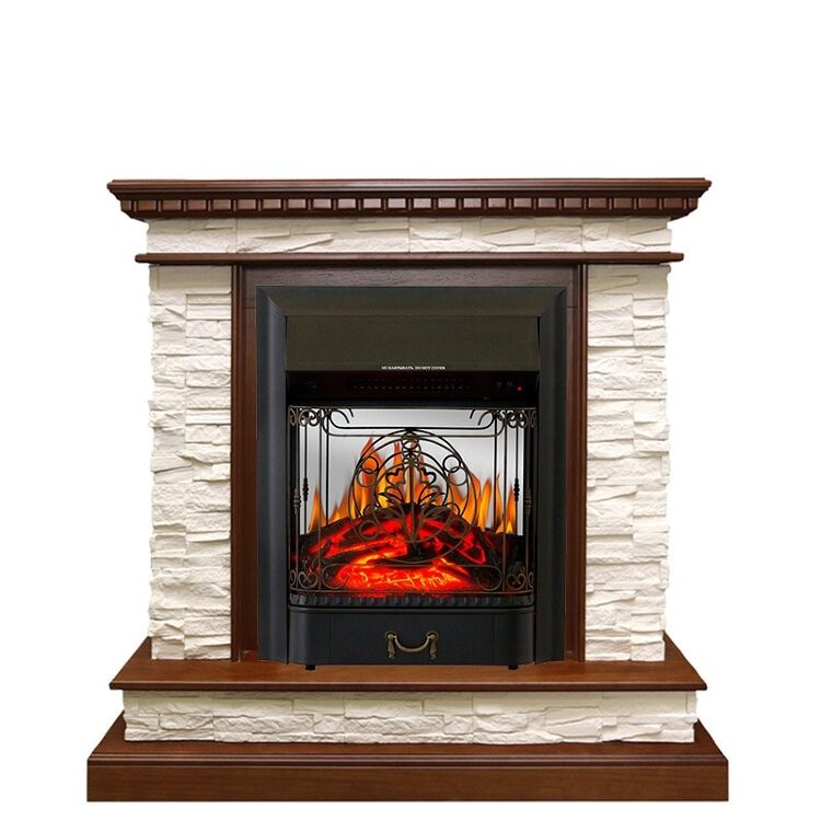 Электрокамин Royal Flame Calgary - Дуб / Сланец белый с очагом Majestic FX M Black