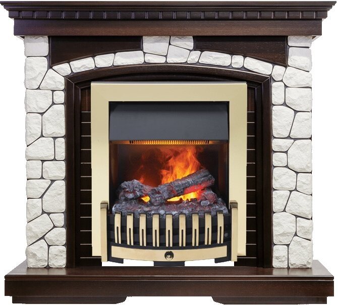 Электрокамин Dimplex Glasgow - Темный дуб / Белый с очагом Danville Brass FB2