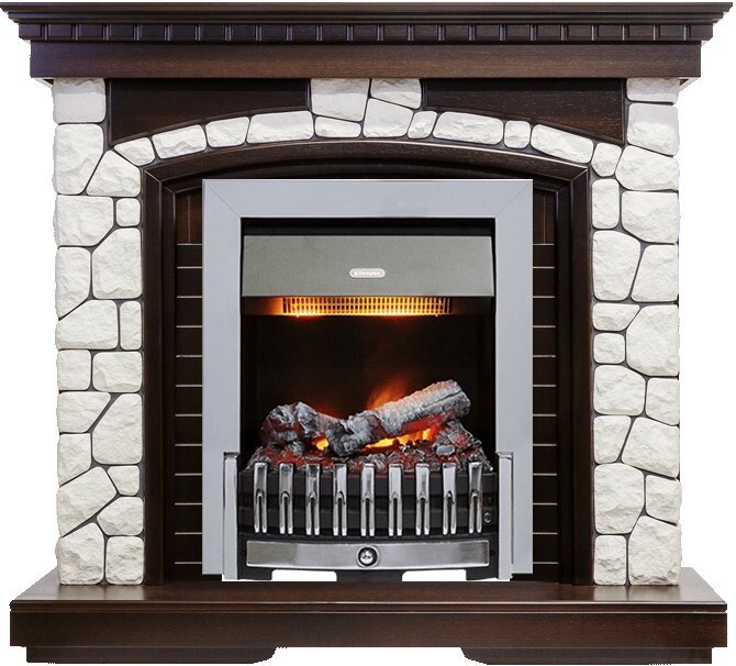 Электрокамин Dimplex Glasgow - Темный дуб / Белый с очагом Danville Chrome FB2