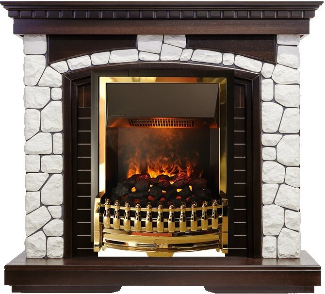 Электрокамин Dimplex Glasgow - Темный дуб / Белый с очагом Atherton