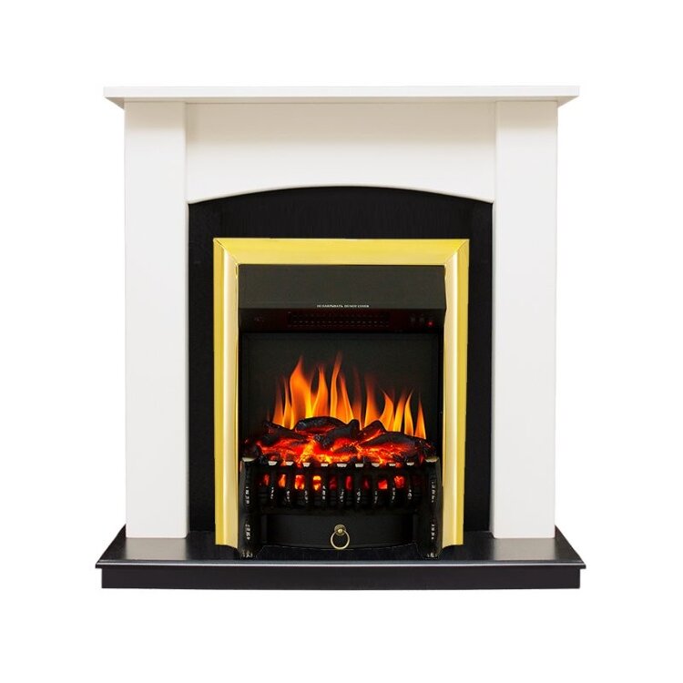 Электрокамин Royal Flame Baltimore - Слоновая кость, черный с очагом Fobos FX Brass