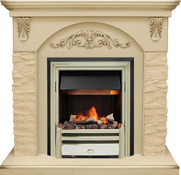 Электрокамин Dimplex Bern Сланец крупный бежевый / Алебастр темная патина с очагом Cavendish