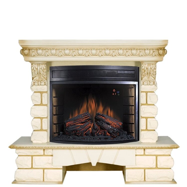 Электрокамин Royal Flame Pierre Luxe LORD - Слоновая кость / Белый с очагом Dioramic 28 LED FX