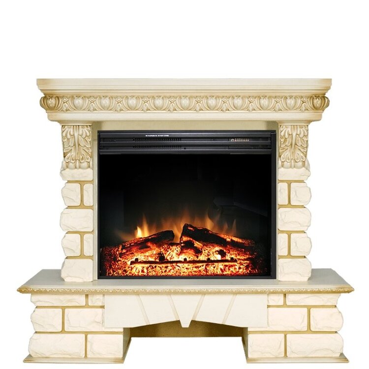 Электрокамин Royal Flame Pierre Luxe LORD - Слоновая кость / Белый с очагом Jupiter FX New