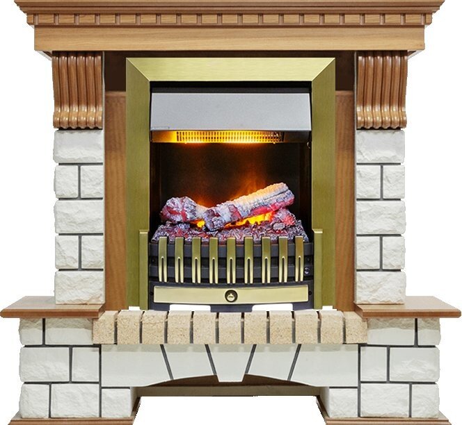 Электрокамин Dimplex Pierre Luxe - Дуб / Белый с очагом Danville Antique Brass FB2