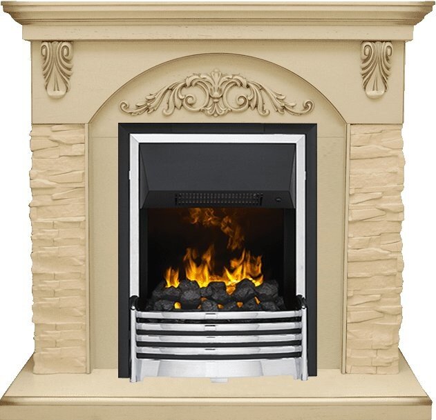 Электрокамин Dimplex Bern Сланец крупный бежевый / Алебастр темная патина с очагом Flagstaff