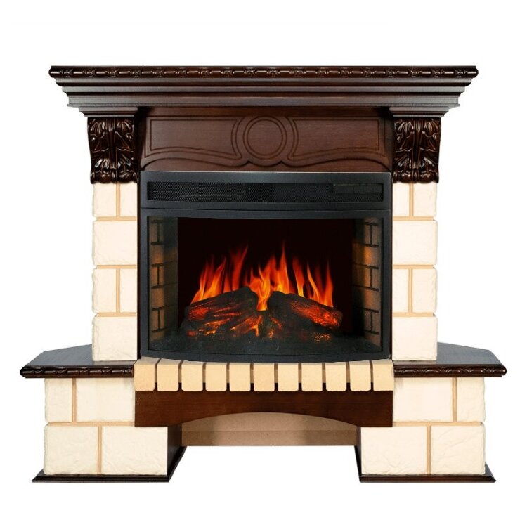 Электрокамин Royal Flame Pierre Luxe угловой - Шампань / Темный дуб с очагом Dioramic 25 LED FX