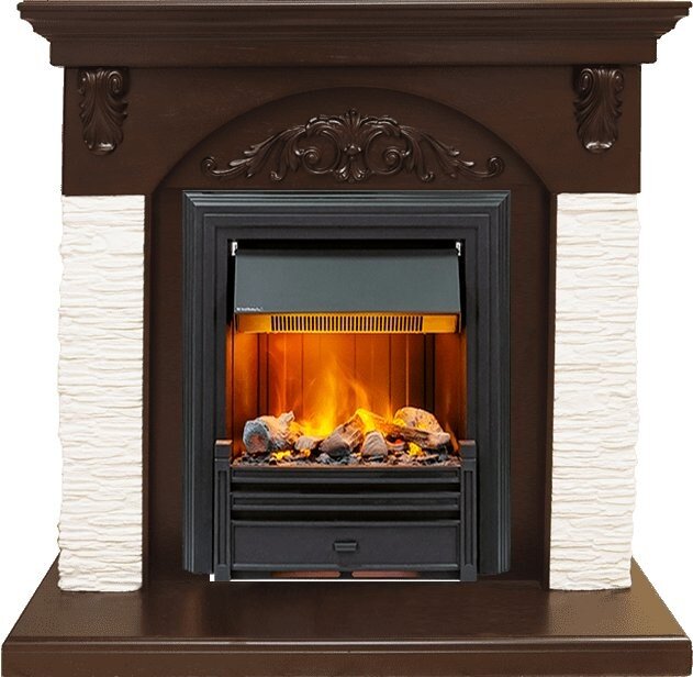 Электрокамин Dimplex Bern Сланец мелкий белый / Темный дуб с очагом Brookline Black