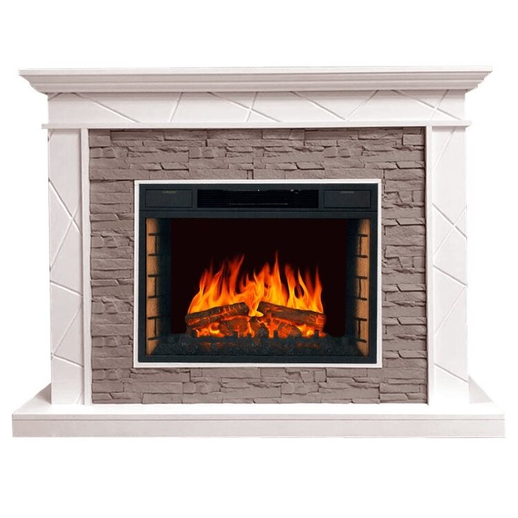 Электрокамин Royal Flame Basel - Белый / Сланец серый с очагом Vision 26 LED FX