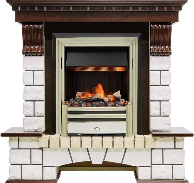 Электрокамин Dimplex Pierre Luxe - Темный дуб / Белый с очагом Cavendish