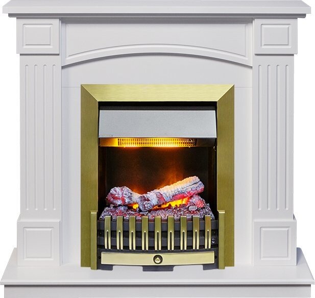 Электрокамин Dimplex Boston - Белый (Высота 925см) с очагом Danville Antique Brass FB2