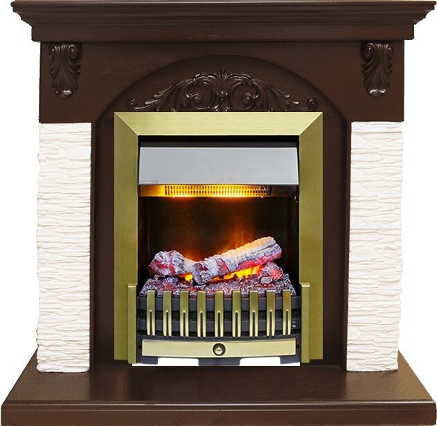 Электрокамин Dimplex Bern Сланец мелкий белый / Темный дуб с очагом Danville Antique Brass FB2