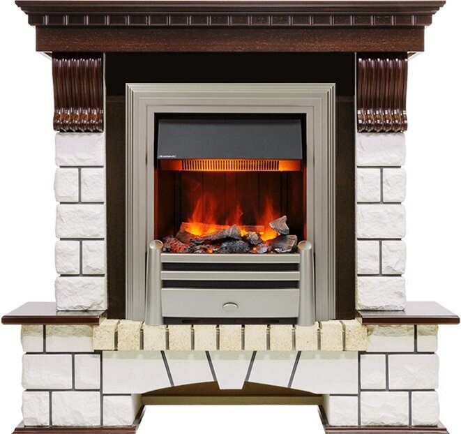 Электрокамин Dimplex Pierre Luxe - Темный дуб / Белый с очагом Chesford