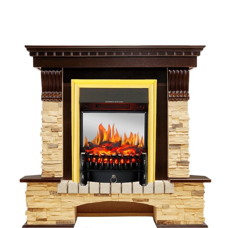 Электрокамин Royal Flame Pierre Luxe угловой - Темный дуб / Сланец с очагом Fobos FX M Brass