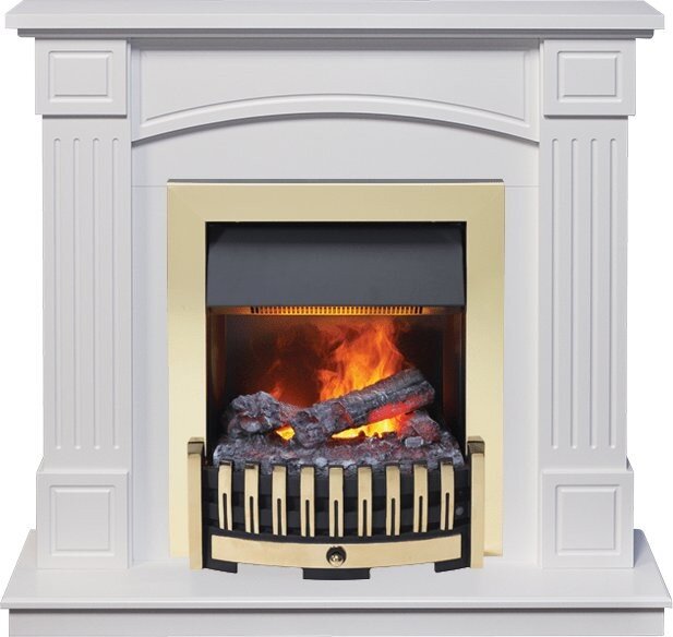 Электрокамин Dimplex Boston - Белый (Высота 925см) с очагом Danville Brass FB2