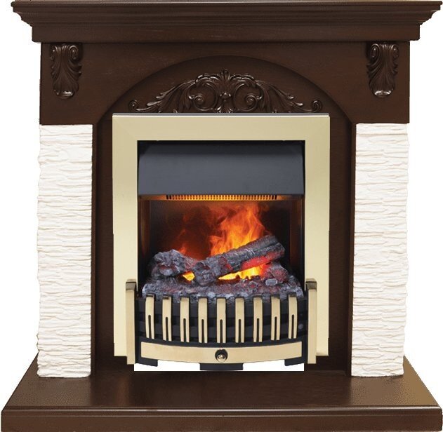 Электрокамин Dimplex Bern Сланец мелкий белый / Темный дуб с очагом Danville Brass FB2