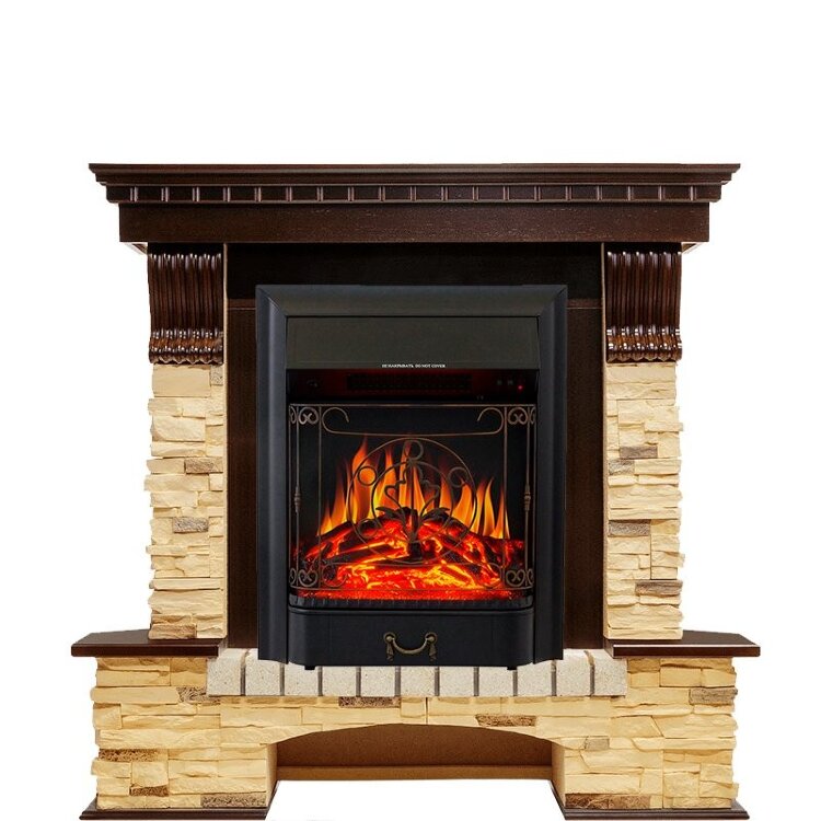 Электрокамин Royal Flame Pierre Luxe угловой - Темный дуб / Сланец с очагом Majestic FX Black