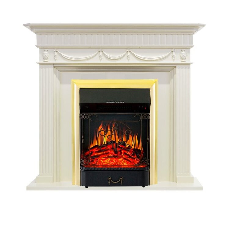 Электрокамин Royal Flame Corfu - Слоновая кость с очагом Majestic FX Brass
