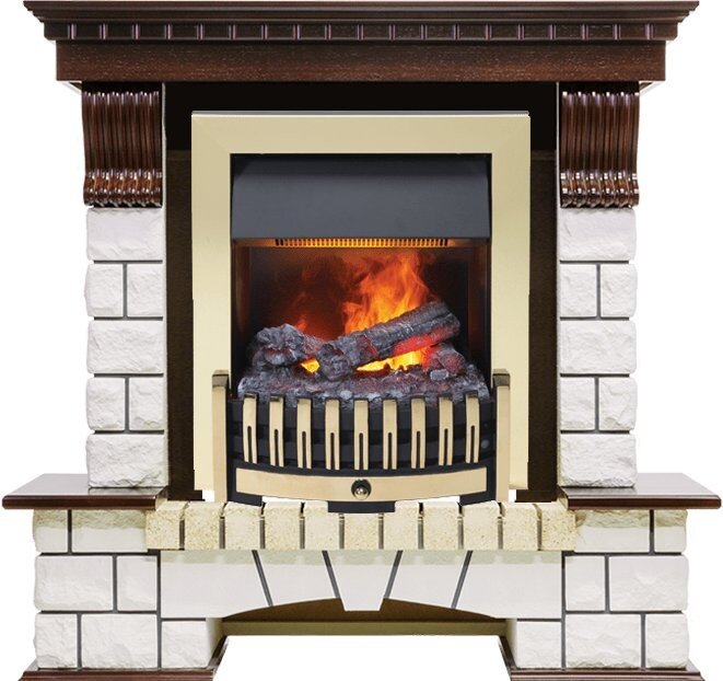 Электрокамин Dimplex Pierre Luxe - Темный дуб / Белый с очагом Danville Brass FB2