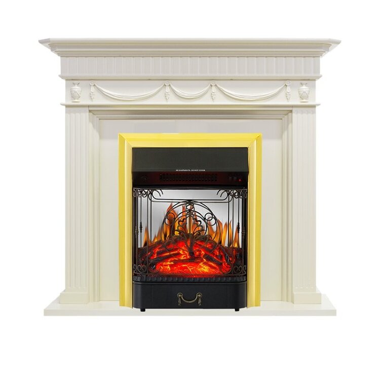 Электрокамин Royal Flame Corfu - Слоновая кость с очагом Majestic FX M Brass