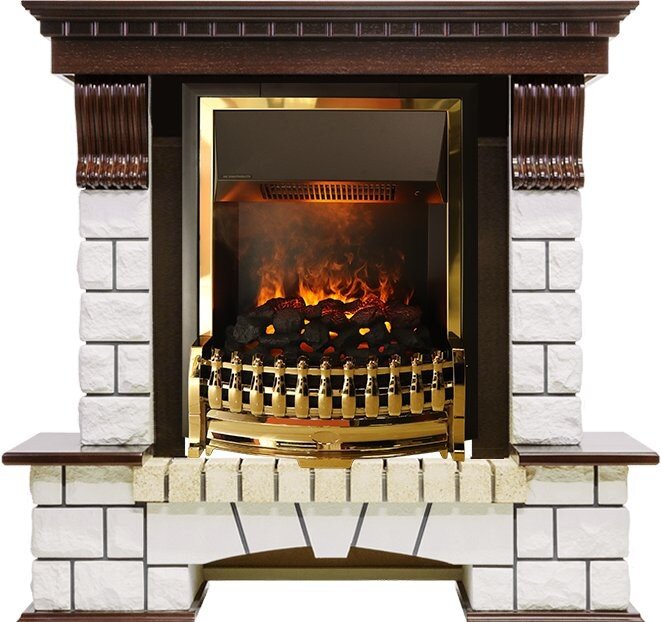 Электрокамин Dimplex Pierre Luxe - Темный дуб / Белый с очагом Atherton