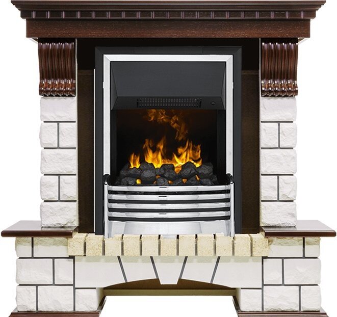 Электрокамин Dimplex Pierre Luxe - Темный дуб / Белый с очагом Flagstaff