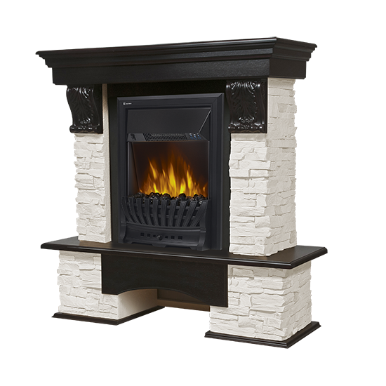 Портал Firelight Pietra Classic камень белый, шпон венге