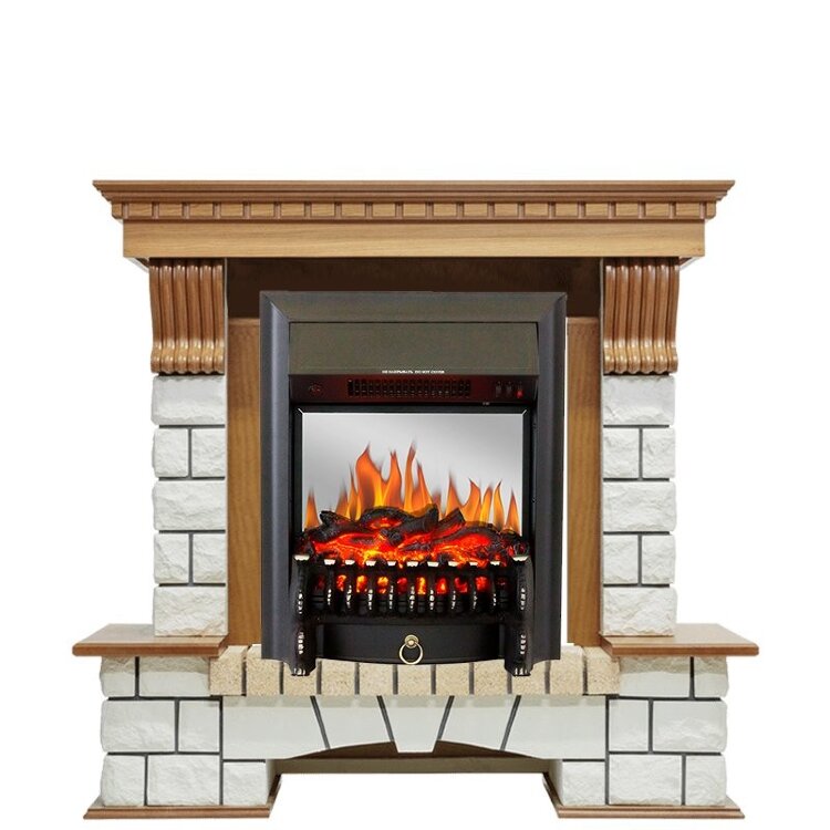Электрокамин Royal Flame Pierre Luxe - Дуб / Белый с очагом Fobos FX M Black