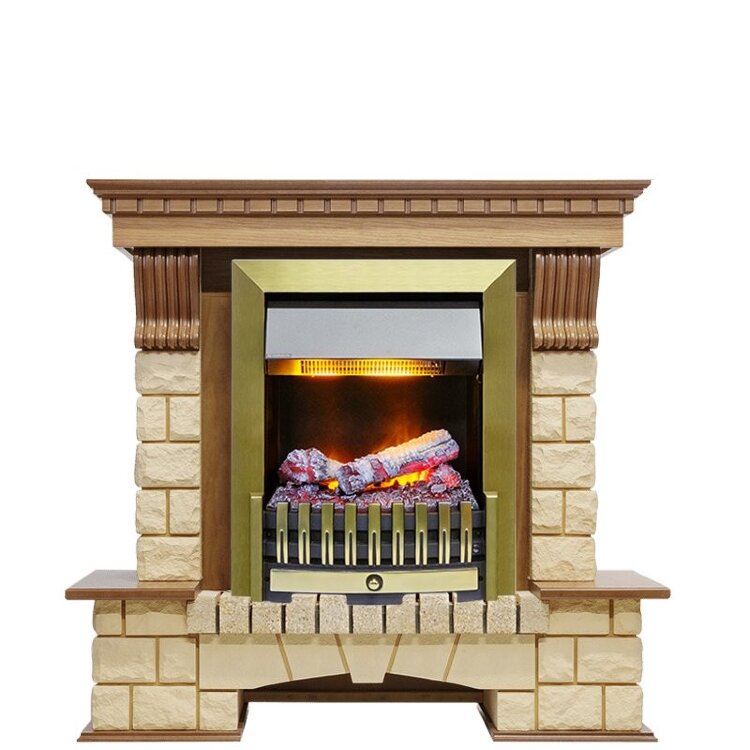 Электрокамин Dimplex Pierre Luxe - Дуб / Шампань с очагом Danville Antique Brass FB2