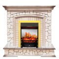 Электрокамин Royal Flame Preston - Белый/Слоновая кость с патиной с очагом Fobos FX M Brass 1