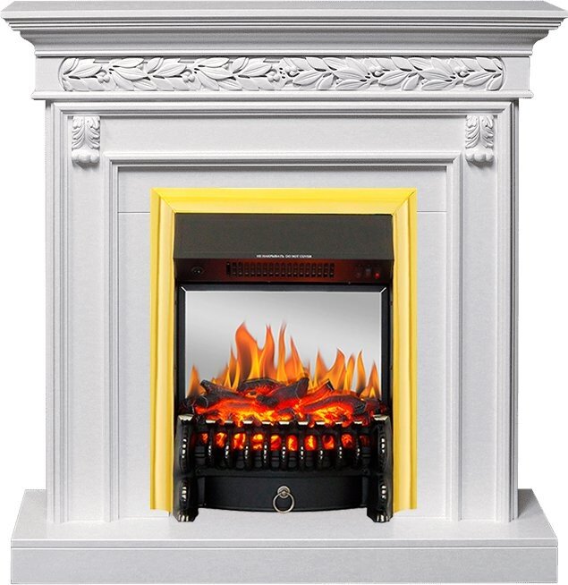 Электрокамин Royal Flame Valletta - Белый (Ширина 1040 мм) с очагом Fobos FX M Brass